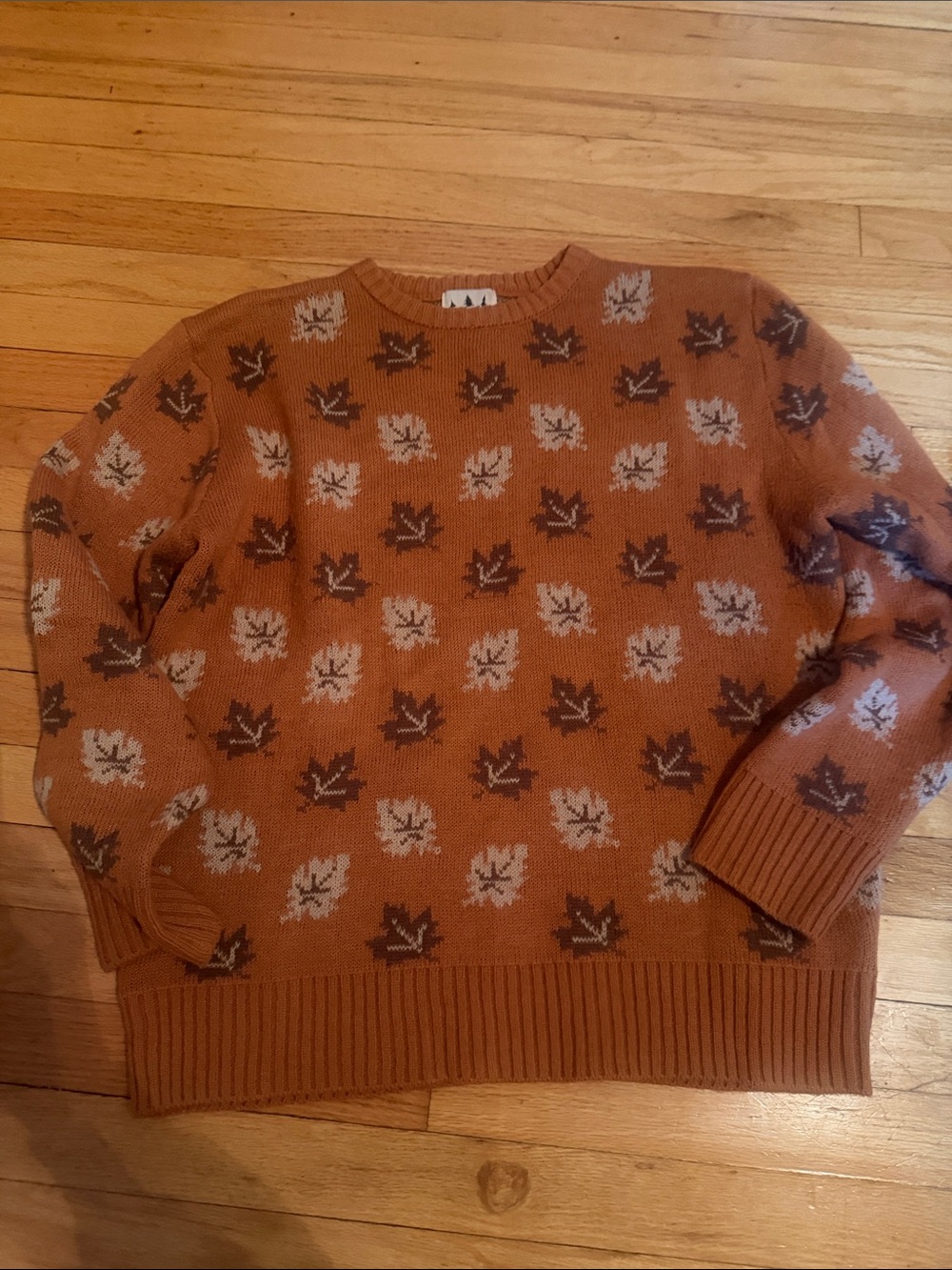 Kiel James Patrick Men's Brown Leaf Pattern Crewneck Sweater Medium